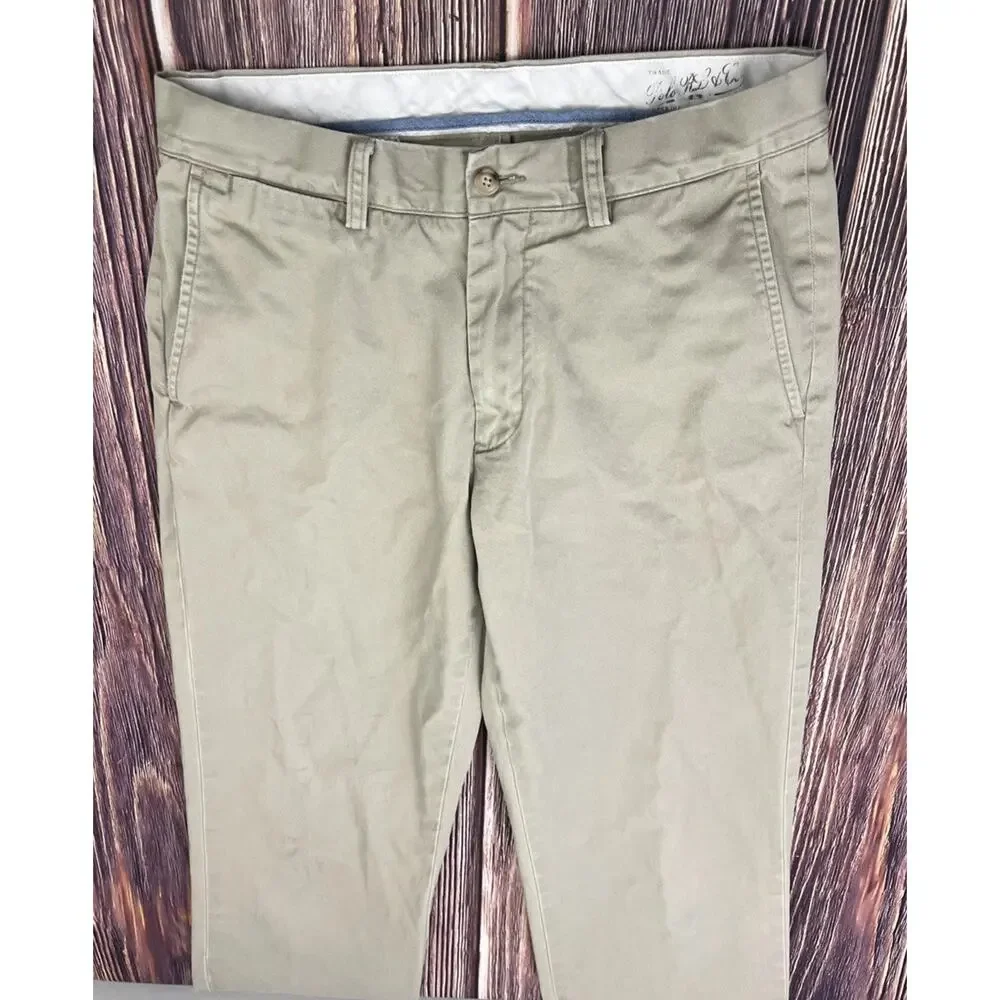 Polo Ralph Lauren Chino Beige Cotton Pants Mens Size 30x32 (Actual 30x31)